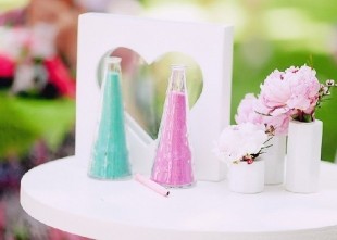 Цветной песок, песочная церемония, сосуды Сердце - лого